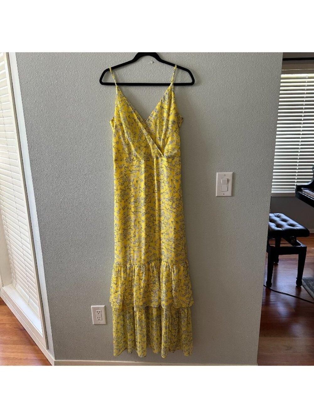 Banana Republic Bright Yellow Maxi Floral Sun Dress Women's 6 Tall Long - Picture 1 of 8